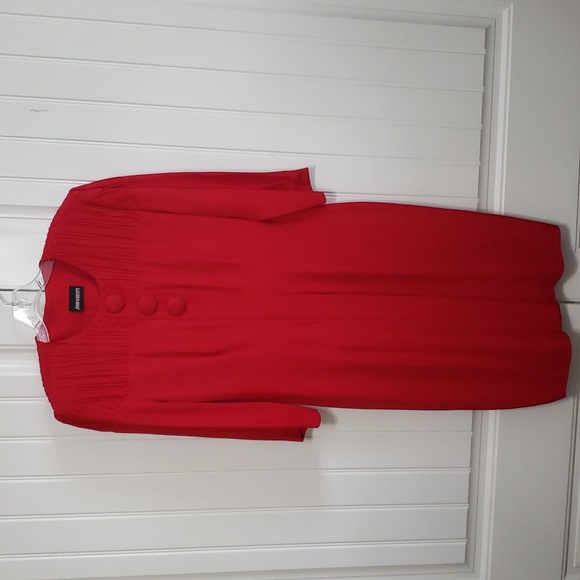Vintage John Roberts Red Front Button Dress Top Three Oversized Buttons SZ 10/12 - Picture 3 of 12